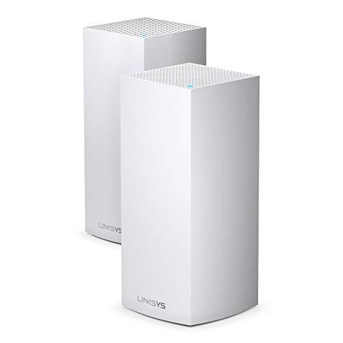 Linksys Velop MX8400 Tri-Band Mesh WiFi 6 System (AX4200) WiFi Router, Repeater, Extender with up to 525 m² Wireless Coverage, 3.5 Times Faster, for More Than 80 Devices - 2 Pack, White