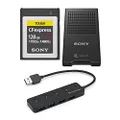 Sony 128GB Tough CEB-G Series CFexpress Type B Memory Card MRWG1T CFe-B/XQD Memory Card Reader and Knox Gear 3.0 4 Port USB Hub Bundle (3 Items)