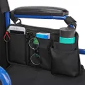 Wheelchair Pouch Bag for Walker, Rollator Walker Bags for Armrest Organizer Wheelchair, Wheelchair Side Pouch with 5 Pocket, Walker Accessories Bag with Cup Pocket