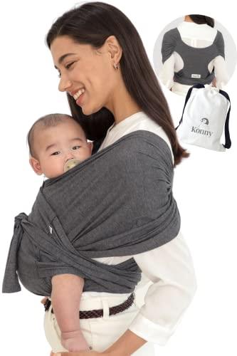 Konny Baby Carrier | Ultra-Lightweight, Hassle-Free Baby Wrap Sling | Newborns, Infants to 44 lbs Toddlers | Soft and Breathable Fabric | Sensible Sleep Solution (Charcoal, S)