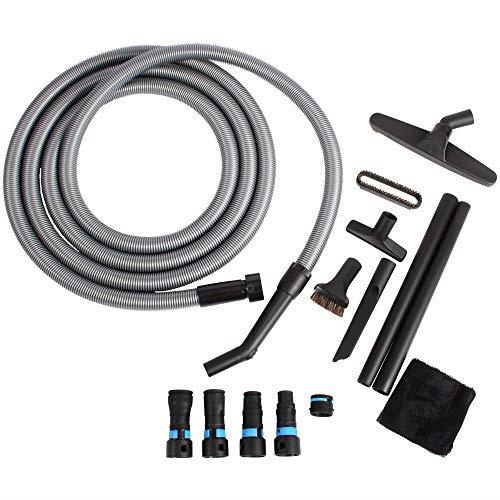 Cen-Tec Systems 95281 20 Ft. Home and Shop Vacuum Hose with Expanded Multi-Brand Power Tool Dust Collection Adapter Set and Full Attachment Kit, Black