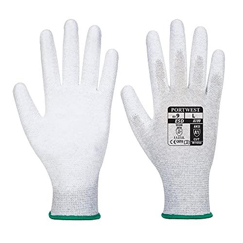 Portwest unisex Antistatic PU Palm Gloves, Grey, Small
