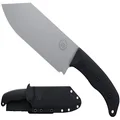 Off-Grid Knives - Grizzly V2 Chef Knife with Sandvik 14C28N Stainless Steel, Kydex Sheath and Belt Clip, G10 Scales, Lanyard Opening, Camping, BBQ & Home Kitchen Use (Stonewash)
