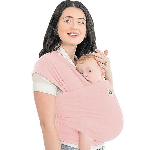 KeaBabies Baby Wrap Carrier - All in 1 Original Breathable Baby Sling, Lightweight, Hands Free Baby Carrier Sling, Baby Carrier Wrap, Baby Carriers for Newborn, Infant, Baby Wraps Carrier (Dusty Pink)