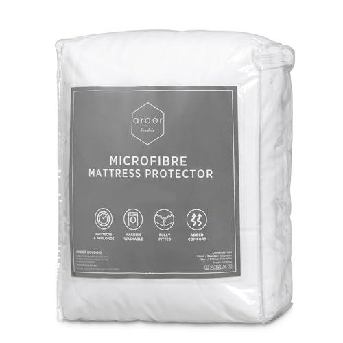 Ardor Boudoir Microfibre Fitted Mattress Protector, White, Double