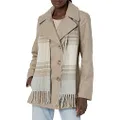 LONDON FOG Women's Double Breasted Peacoat with Scarf, Taupe Heather, X-Large