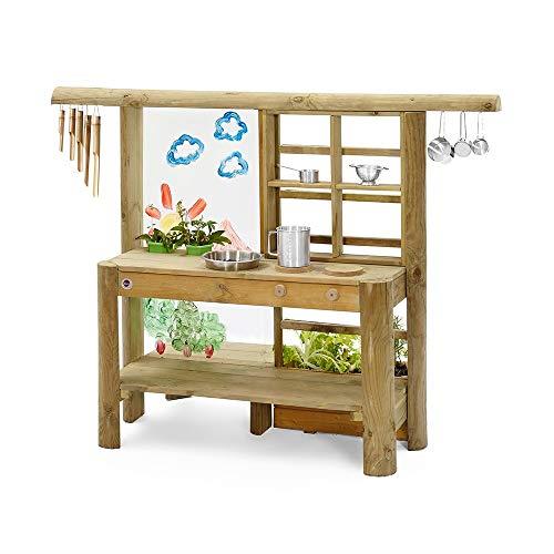 Plum Play Outdoor Mud Pie Kitchen with Pottering Station, Paintable Screen & Kitchen Accessories