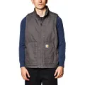 Carhartt Men's Loose Fit Washed Duck Sherpa-Lined Mock-Neck Vest, Gravel, Small