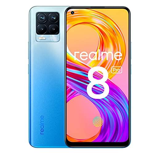 realme 8 Pro Mobile Phone, Sim Free Unlocked Smartphone with 108MP Ultra Quad Camera, 6.4‘’ Super Amoled Fullscreen, 50W SuperDart Charge, 4500mAh Battery, Dual Sim, NFC, 8+128GB, Infinite Blue