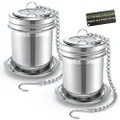 (2 pack) - 2 Pack Tea Ball Infuser & Cooking Infuser by House Again, Extra Fine Mesh Tea Infuser Screw Top 18/8 Stainless Steel with Extended Chain Hook to Brew Loose Leaf Tea, Spices & Seasonings