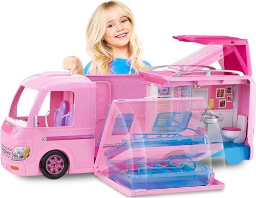 Barbie Camper Playset with Barbie Accessories, Pool and Furniture, Rolling Vehicle with Campsite Transformation​​​ [Amazon Exclusive]