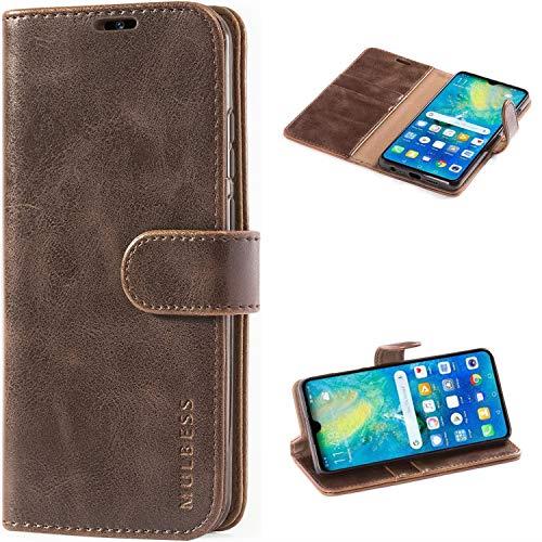 Mulbess Huawei P30 Protective Cover, Magnetic Closure RFID Blocking Luxury Flip Folio Leather Wallet Phone Case with Card Slots and Kickstand for Huawei P30, Coffee Brown