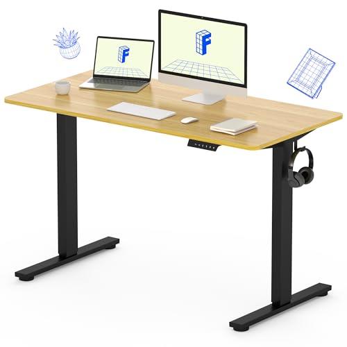 FLEXISPOT Standing Desk 120×60cm Height Adjustable Desk Electric Sit Stand Desk Home Office Desks Whole-Piece Desk Board (Black Frame + 120cm Maple Top 2 Packages)…