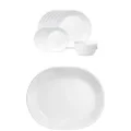 Corelle Winter Frost White Dinnerware Set, 18 Piece with CORELLE 1117141 Livingware Dinner Platters 3 Piece Set Bundle