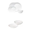 Corelle Winter Frost White Dinnerware Set, 18 Piece with CORELLE 1117151 Livingware Pasta Bowl 6 Piece Set Bundle