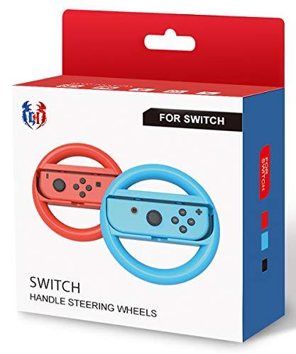 GH Switch Steering Wheel for Mario Kart 8 Deluxe, Switch Racing Wheel for Nintendo Joy Con Controller - Neon Blue and Red
