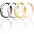 ThunderFit Women Swivel Rings 4Pack Singles Silicone Wedding Rings (Gold, Silver, Dark Silver, Rose Gold, 4.5-5 (15.7mm))