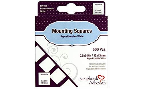 Scrapbook Adhesives Mounting Squares 500/Pkg-Repositionable, White, .5"X.5"