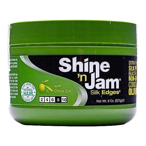 Ampro Shine-n-Jam Edges - Excellent for Taming Fringe, Ponytails, and Updos - Provides Firm Hold with Non-Greasy Shine - Moisturizes and Smoothes Hair with Silk Proteins - 227 g