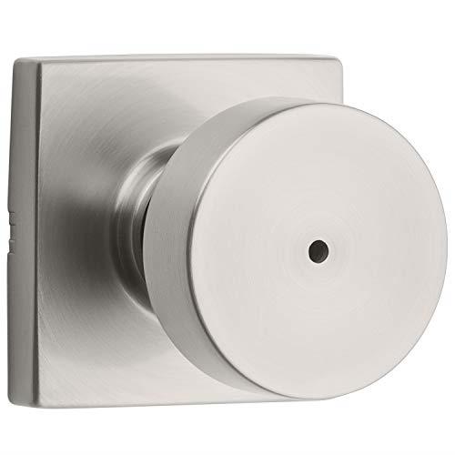 Kwikset Pismo Interior Privacy Door Knob with Lock, Door Handle for Bathroom and Bedroom, Satin Nickel Keyless Turn Lock Doorknob, with Microban Protection