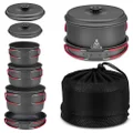 Alocs Classic Camping Cookware Pot Set 7Piece Cooking Equipment Camp Cookware Backpacking Gear for Family Hiking Picnic Outdoor Efficient Lightweight