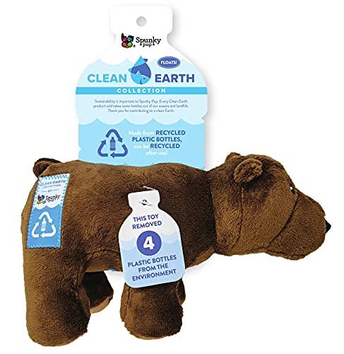 Spunky Pup Clean Earth Bear Plush Dog Toy, Small