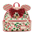 Loungefly Disney - Minnie Christmas Clause Faux Leather Mini Backpack, 10-Inch Height