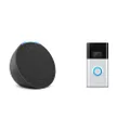 Echo Pop Charcoal + Ring Video Doorbell - Satin Nickel