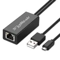 TV xStream Ethernet Adapter (Black) for Chromecast Ultra/2/1/Audio, Google Home Mini, Firesticks Media Streaming Devices, Micro USB to RJ45 Ethernet Adapter with USB Power Supply Cable (3.3ft)