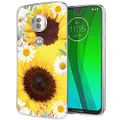 Ueokeird Moto G7 Case, Moto G7 Plus Phone Case with Flowers, Slim Shockproof Clear Floral Pattern Soft Flexible TPU Back Phone Cover for Motorola Moto G7/G7 Plus (Sunflower)
