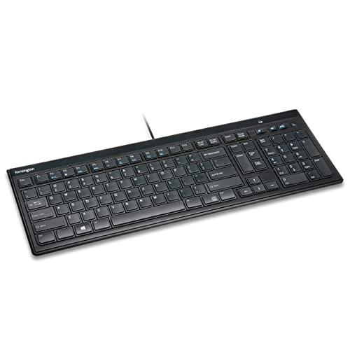 Kensington Wired Keyboard - AdvanceFit Slim Full Size USB Keyboard, Ideal Home Office, Quiet Type Keyboard, Compatible with Windows - Black (K72357UK)