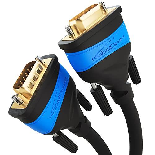 KabelDirekt – 7.5m – VGA Cable (15 pin, Full HD/1080p, 3D Ready, VGA Male to VGA Male connectors, Connects PCs to Monitors/CRT displays/TVs, Gold-Plated connectors, Black)
