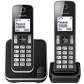 Panasonic KX-TGD312EB Cordless Home Phone with Nuisance Call Blocker and LCD Display - Black/Silver, Pack of 2