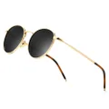 SUNGAIT Polarized Classic Small Vintage Round Sunglasses For Women Men Classic Metal Frame Retro (Gold Frame/Polarized Gray Lens)8059JKHU-AU
