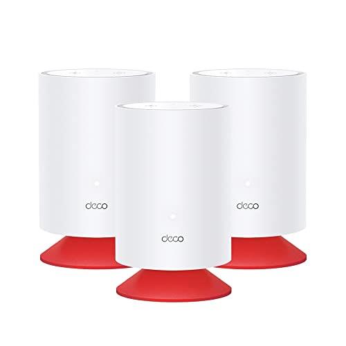 TP-Link Deco Voice X20 AX1800 Whole Home Mesh Wi-Fi 6 System with Built-in Smart Speaker, Dual-Band Wi-Fi, Gigabit Ports, Connect over 150 devices,1.5 GHz Quad-Core CPU, HomeShield Security, Pack of 3