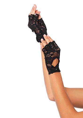 Leg Avenue Women's Lace Keyhole Fingerless Gloves, Black, One Size