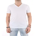 Armani Exchange Men's Basic Pima V Neck Tee T Shirt, White, Large US