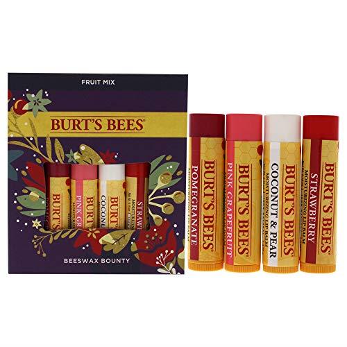 Burt’s Bees, 4 Lip Balm Stocking Stuffer Products, Beeswax Fruit Set - Pomegranate, Sweet Mandarin, Coconut and Pear & Watermelon (Old Version)