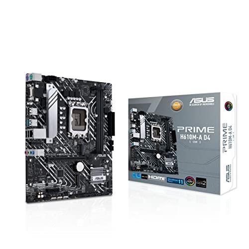ASUS Prime H610M-A D4-CSM mATX Motherboard, Intel H610, LGA1700, DDR4, PCI 4.0, Intel 1Gb Ethernet, Realtek 7.1 Surround, 2xM.2, 4xSATA 6GB/s, USB 3.2 Gen 2, Armoury Crate, Black