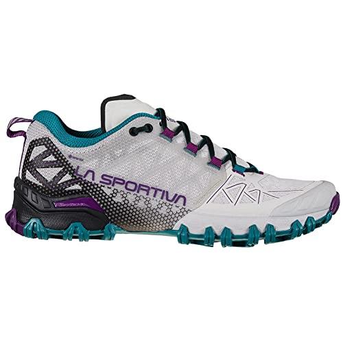 La Sportiva Womens Bushido II GTX Trail Running Shoes, Light Grey/Blueberry, 8