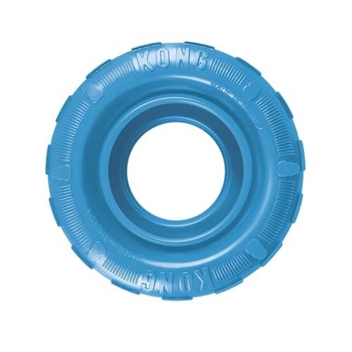 KONG - Puppy Tires - Soft Rubber Chew Toy and Treat Dispenser (Assorted Colours) - for Small Puppies
