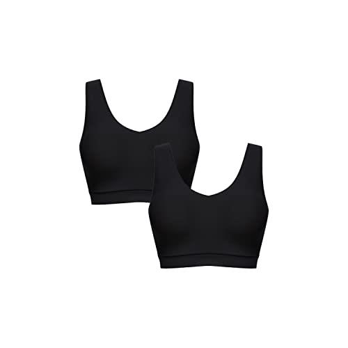 Chantelle Women's Soft Stretch Padded V-Neck Bra Top, Black (2 Pack), X-Large-XX-Large