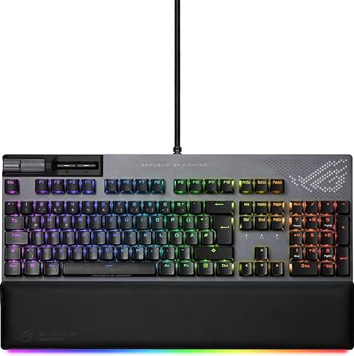 ASUS ROG Strix Flare II Animate Mechanical Gaming Keyboard (German Layout, Anime Matrix LED Display, 8000 Hz Polling Rate, RGB Lighting, ROG NX Switches), 90MP02E6-BKDA01, Black