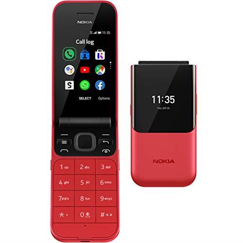 Nokia 2720 Flip Dual-SIM 4GB ROM + 515MB RAM Factory Unlocked 4G/LTE Keypad Phone - (Red) - International Version