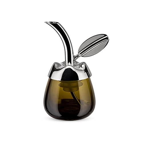 Alessi Fior d'olio Pourer for Olive Oil Bottle in 18/10 Stainless Steel Mirror Polished and Thermoplastic Resin with Taster in Glass, Silver