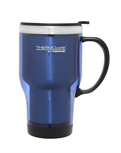 THERMOcafe by THERMOS Stainless Steel Inner Plastic Outer Travel Mug, 470ml, Blue, THM3BAUS