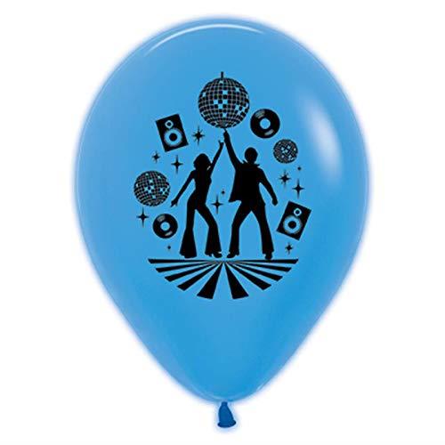 Sempertex Disco Theme Neon Blue Latex Balloons 30cm Size, 6 Piece