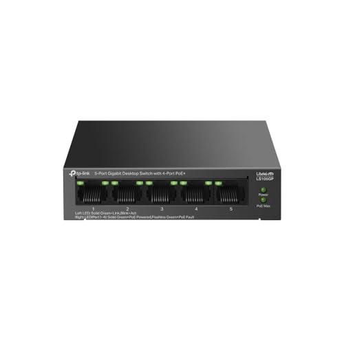 TP-Link 5-Port Gigabit Desktop Switch with 4-Port PoE+, Plug and Play, Auto Recovery, Silent Operation (LS105GP)