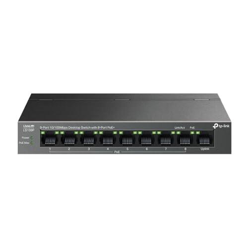 TP-Link 9-Port 10/100Mbps Desktop Switch with 8-Port PoE+, Plug and Play, Auto Recovery, Silent Operation (LS109P)