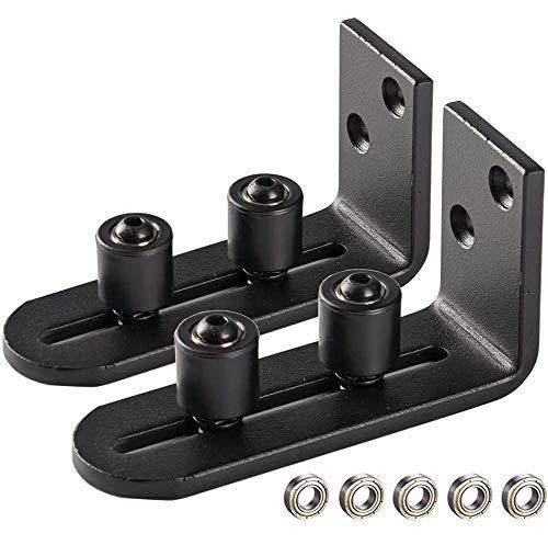 SmartSmith Ball Bearings Design!!!New Upgraded 2 Pcs Barn Door Floor Guide for Doors!!! | Stay Roller Sliding Adjustable by | Unique Guide Flush with Floor | Durable Steel Frame (Black)